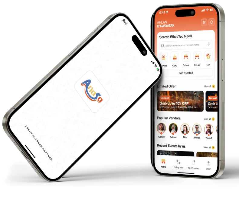 Anasa event booking mobile app case study screenshot